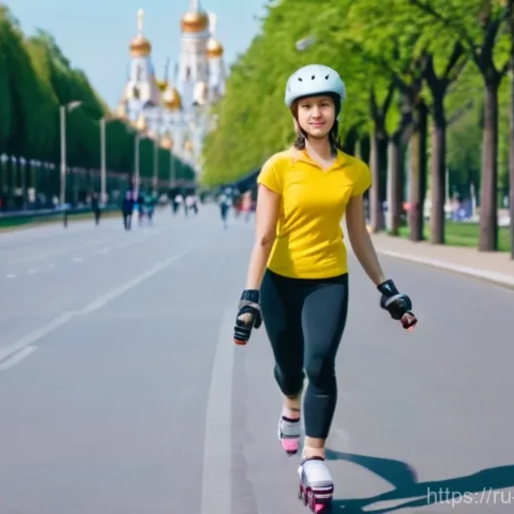 스케이트로 친환경 생활 실천 - **Prompt:** A dynamic, eye-level shot of a young adult woman, dressed in comfortable, modern athleti...