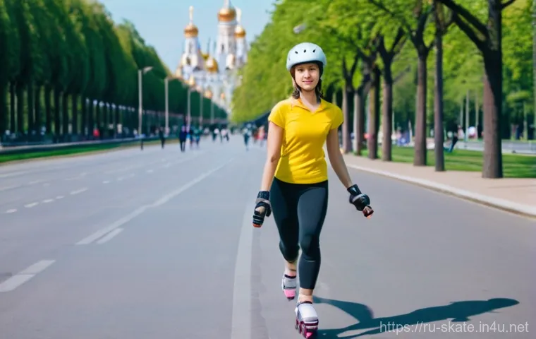 스케이트로 친환경 생활 실천 - **Prompt:** A dynamic, eye-level shot of a young adult woman, dressed in comfortable, modern athleti...