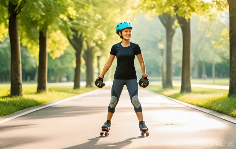 스케이트로 친환경 생활 실천 - **Prompt:** A dynamic, eye-level shot of a young adult woman, dressed in comfortable, modern athleti...
