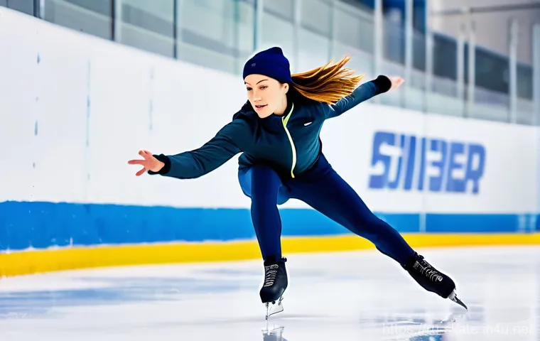 스케이트의 이점과 단점 - A group of diverse adults and teenagers joyfully ice skating outdoors on a bustling ice rink, surrou...