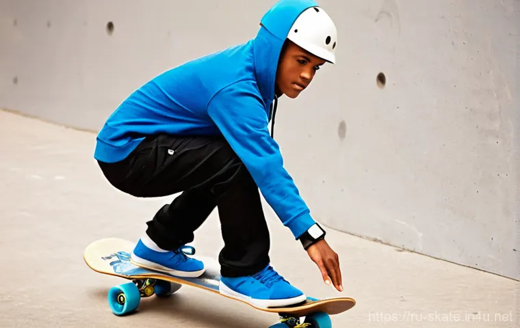 스케이트 사용자 인터뷰 - **Prompt:** A young person, approximately 16-18 years old, with a focused and slightly nervous expre...