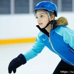 Home 20 스케이트 초보자 필수 장비 - A beginner figure skater on an indoor ice rink wearing properly fitted figure skates with firm ankle...