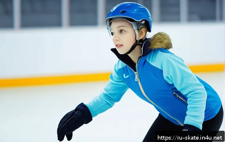 스케이트 초보자 필수 장비 - A beginner figure skater on an indoor ice rink wearing properly fitted figure skates with firm ankle...