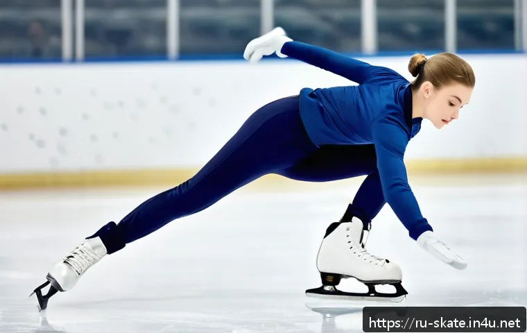 스케이트 속도 조절 요령 - A young adult figure skater wearing appropriate skating attire including a fitted jacket, leggings, ...